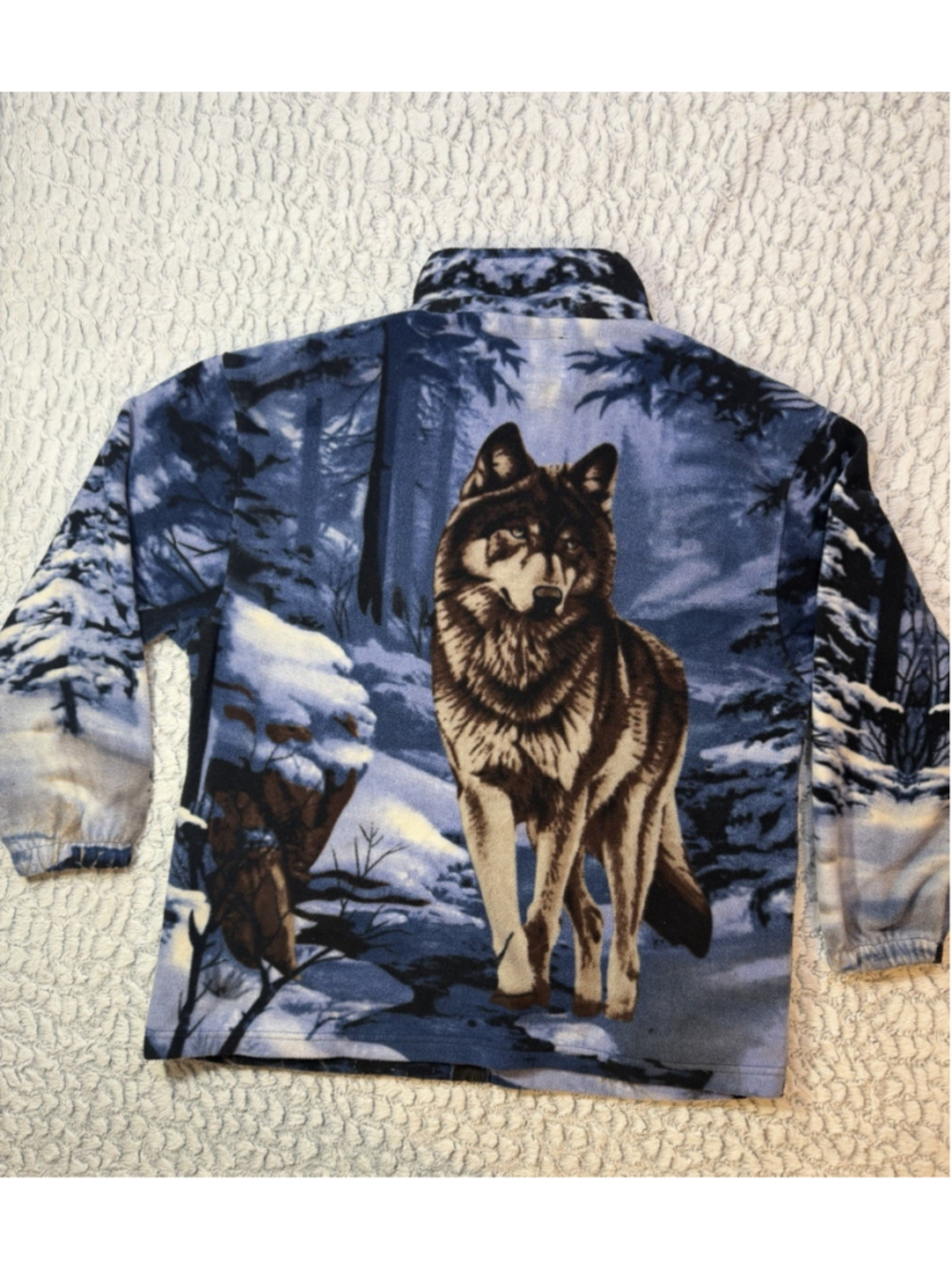 TRAIL CREST Men's Blue Fleece Jacket Full Zip Stand-Up Collar XL 48in Wolf - Picture 2 of 7